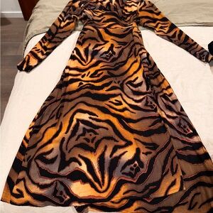 Wild Pattern Long Sleeve Dress
